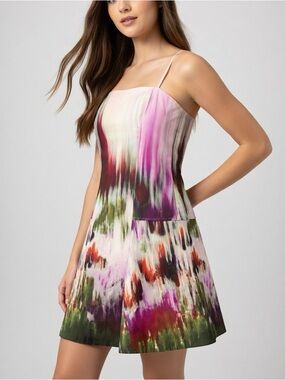 New Jonathan Simkhai Sleeveless Pink Watercolor Print A-Line Dress